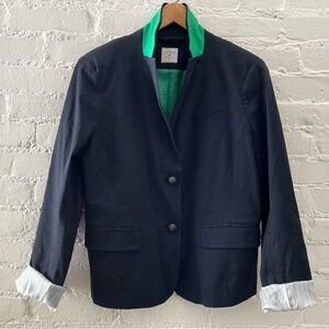 GAP The Academy Navy Blue Cotton Blend Blazer Jacket Lined Preppy Capsule Career